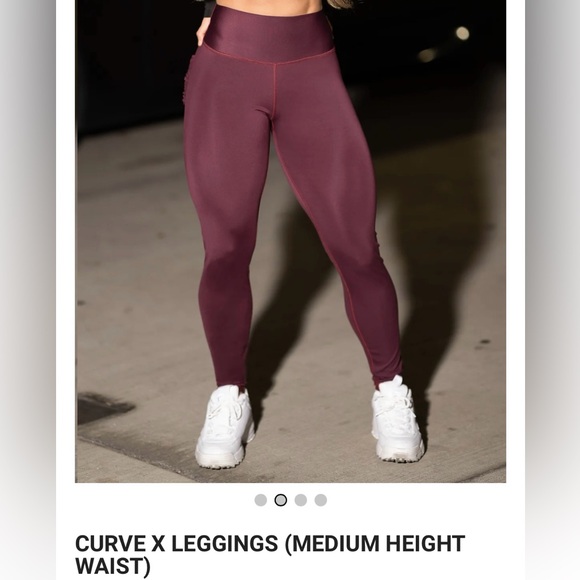 MINIBEAST CURVE X LEGGINGS (MEDIUM HEIGHT WAIST), Large, Color: Maroon - Picture 2 of 3